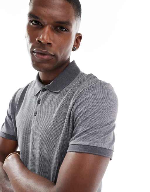 ASOS DESIGN essentials pique polo shirt in charcoal marl, 4 of 4