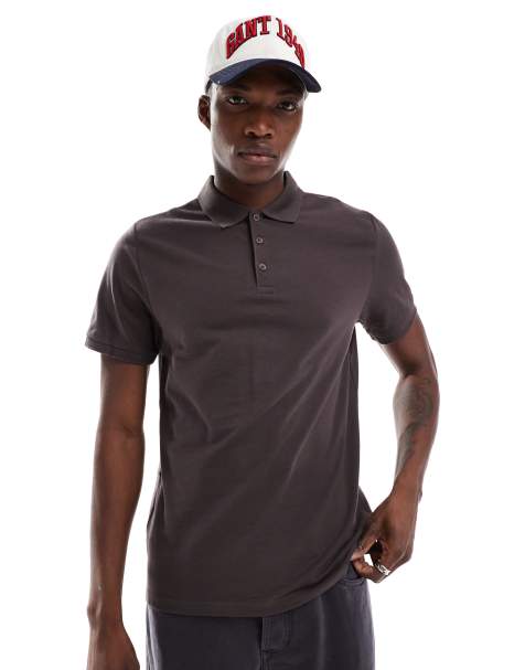 ASOS DESIGN essentials pique Polo with white tipping in black - view 1