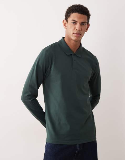 ASOS DESIGN - Essentials - Polo a maniche lunghe in piqué verde - view 1