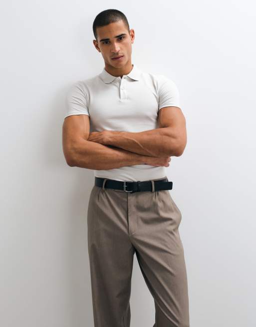 ASOS DESIGN - Essentials - Polo ajusté en piqué - Gris, 3 de 5