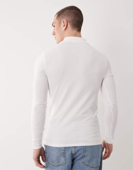 ASOS DESIGN - Essentials - Polo attillata a maniche lunghe bianca, 3 di 5