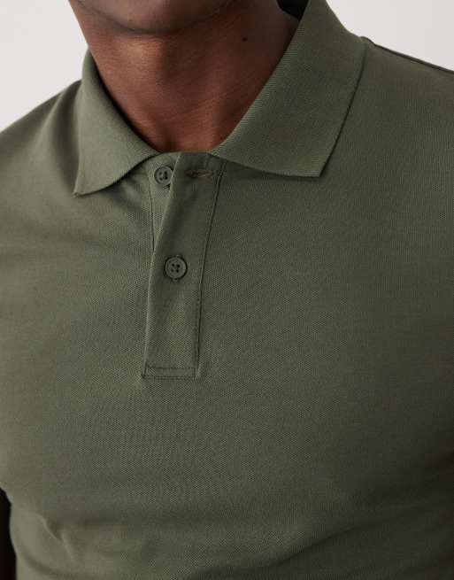 ASOS DESIGN Essentials polo attillata in piqué verde scuro, 5 di 5