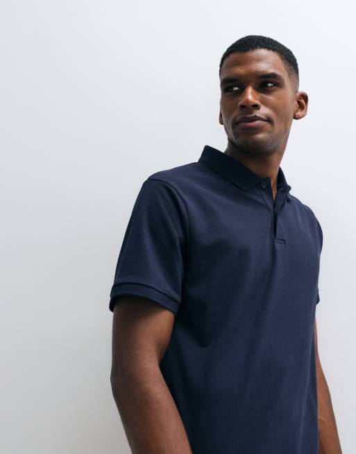 ASOS DESIGN - Essentials - Polo coupe classique en piqué - Bleu marine, 3 de 5