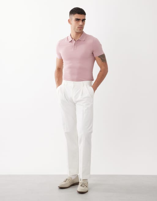 ASOS DESIGN Essentials polo de corte ajustado en rosa, 2 de 5