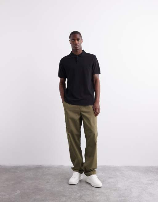 ASOS DESIGN pique polo in black