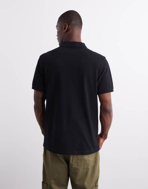 ASOS DESIGN pique polo in black