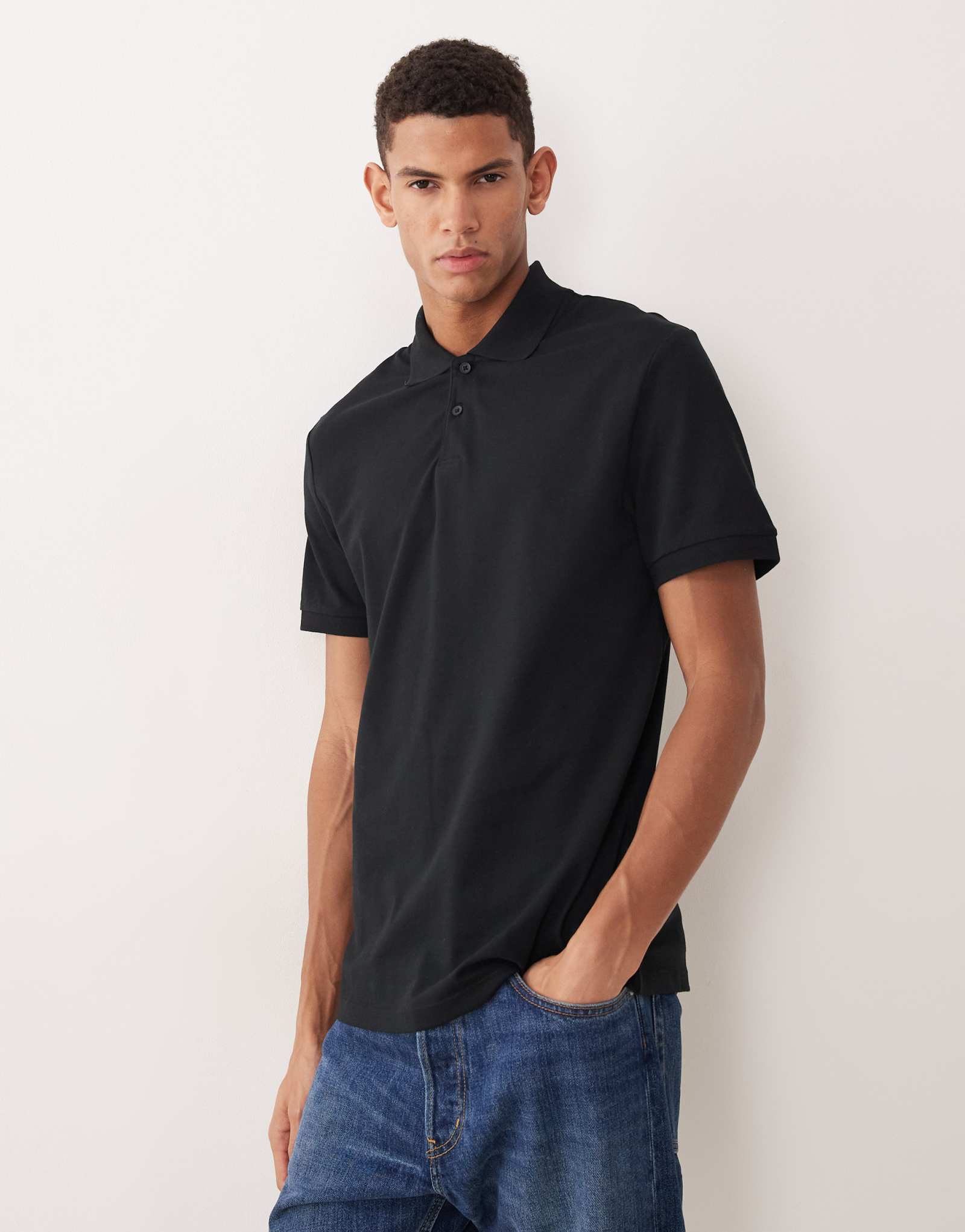 Поло ASOS DESIGN essentials из черного пике