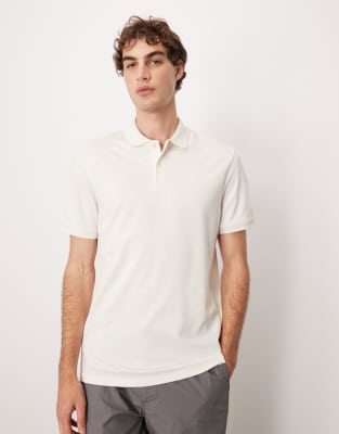 ASOS DESIGN essentials polo in cream pique-White