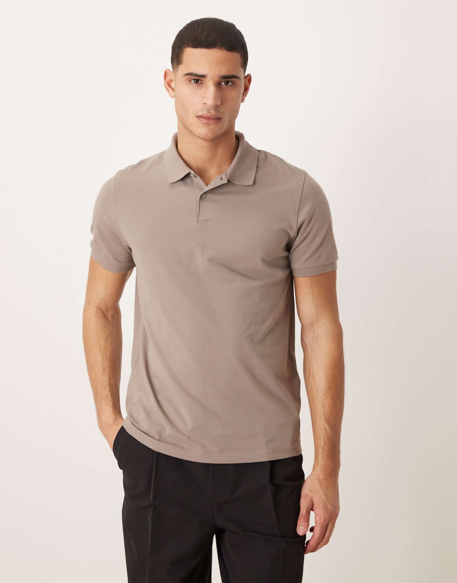 Поло ASOS DESIGN essentials из каменного пике