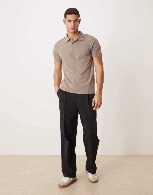 ASOS DESIGN essentials polo in stone pique