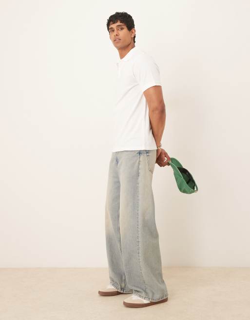 ASOS DESIGN essentials polo in white pique