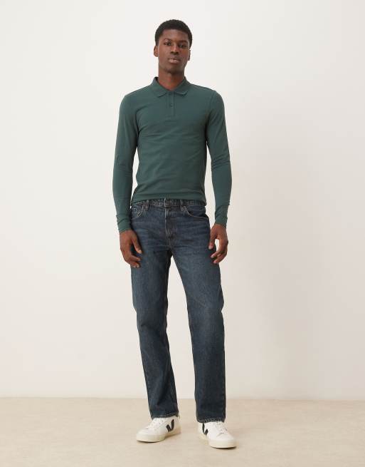 ASOS DESIGN - Essentials - Polo moulant à manches longues - Kaki foncé, 2 de 5