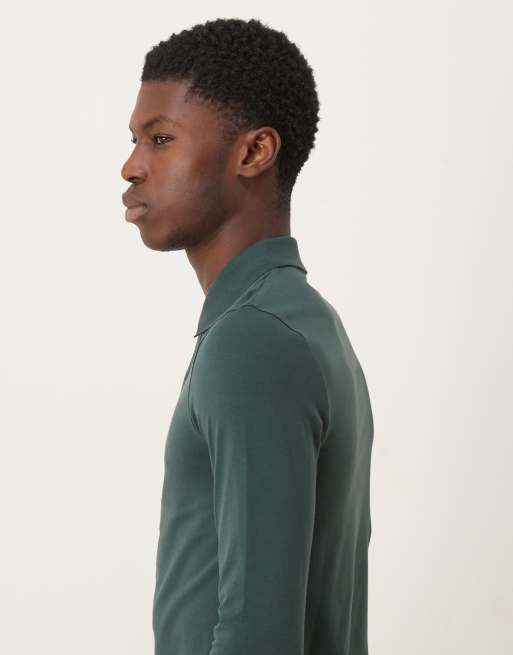 ASOS DESIGN - Essentials - Polo moulant à manches longues - Kaki foncé, 4 de 5