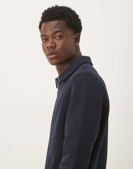 ASOS DESIGN essentials quarter zip collared sweatshirt in navy
