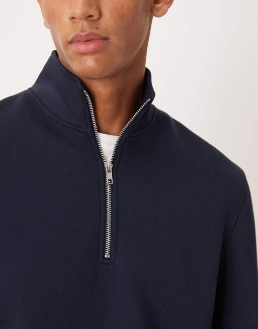 ASOS DESIGN essentials quarter zip sweatshirt 2 pack in navy and gray heather