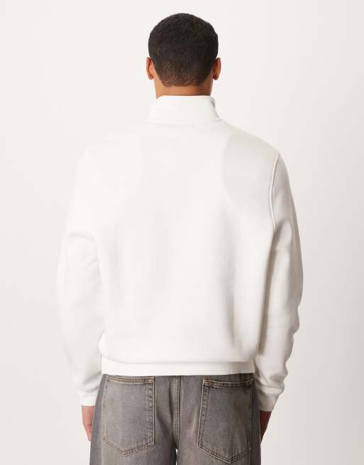 ASOS DESIGN essential quarter zip sweatshirt in off white