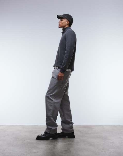 ASOS DESIGN essentials quarter zip sweatshirt in washed gray - view 1