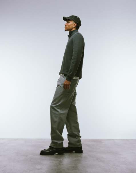 ASOS DESIGN essentials quarter zip sweatshirt in washed grey - view 1