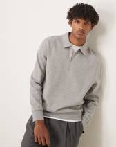 ASOS DESIGN quarter zip sweatshirt with collar in agave green