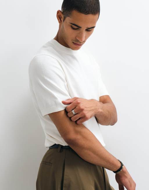 ASOS DESIGN - Essentials - Råhvid afslappet overdel i fin strik med rund hals, 4 af 5