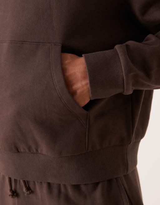 ASOS DESIGN essential boxy oversized hoodie in seal brown