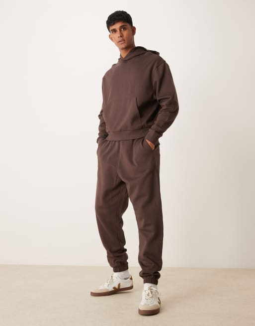 ASOS DESIGN essential boxy oversized hoodie in seal brown