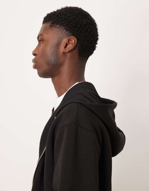 ASOS DESIGN - Essentials - Rechte ruimvallende hoodie met rits in zwart, 3 van 5