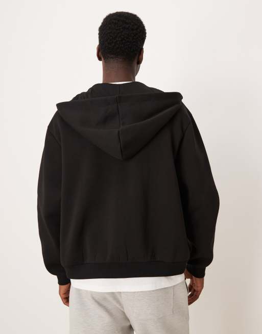 ASOS DESIGN - Essentials - Rechte ruimvallende hoodie met rits in zwart, 4 van 5