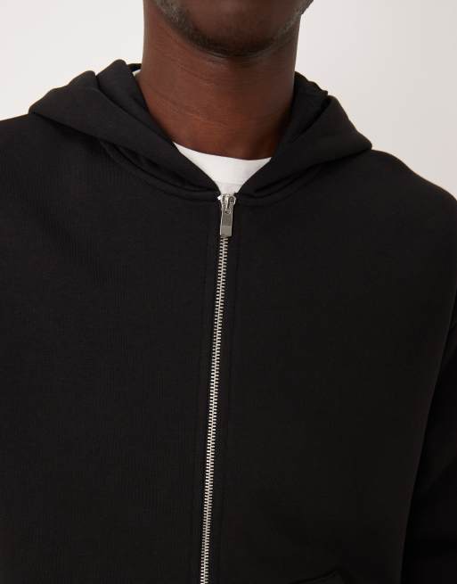 ASOS DESIGN - Essentials - Rechte ruimvallende hoodie met rits in zwart, 5 van 5