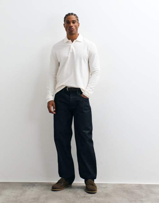 ASOS DESIGN Essentials regular fit long sleeve polo shirt in cream pique, 2 of 5