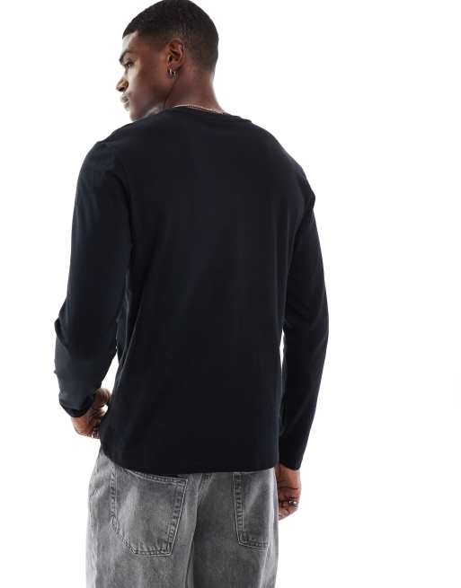 ASOS DESIGN Essentials regular fit long sleeve T-shirt in black, 3 of 4