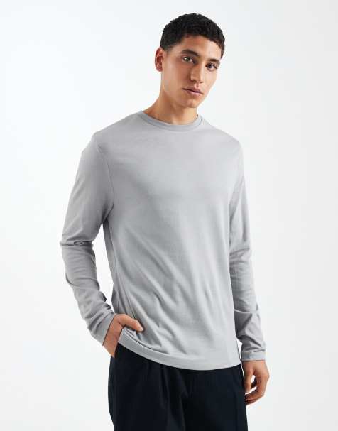 ASOS DESIGN Essentials regular fit long sleeve T-shirt in gray - view 1