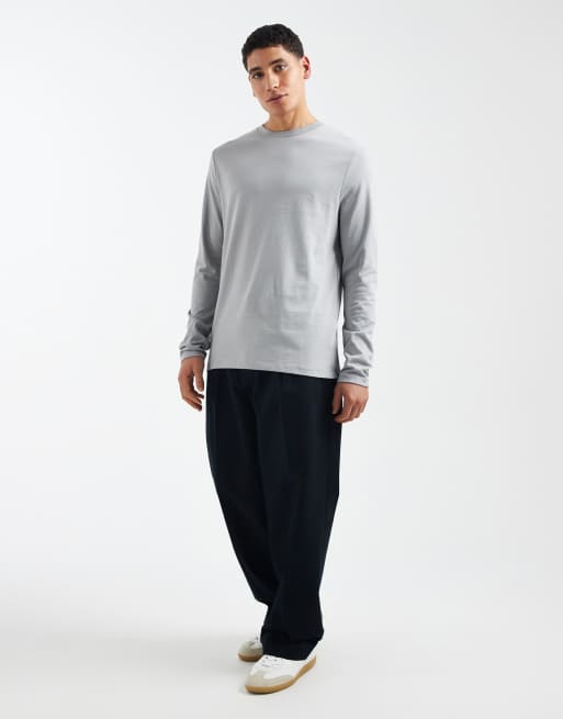 ASOS DESIGN Essentials regular fit long sleeve T-shirt in gray, 2 of 5