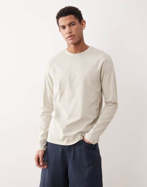 ASOS DESIGN Essentials regular fit long sleeve t-shirt in stone - view 1