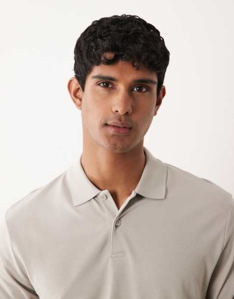 ASOS DESIGN - Essentials - Regular-fit piqué polo in grijs - view 1