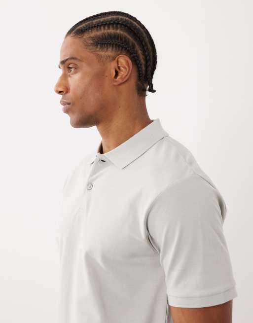ASOS DESIGN - Essentials - Regular-fit piqué polo in grijs, 4 van 5