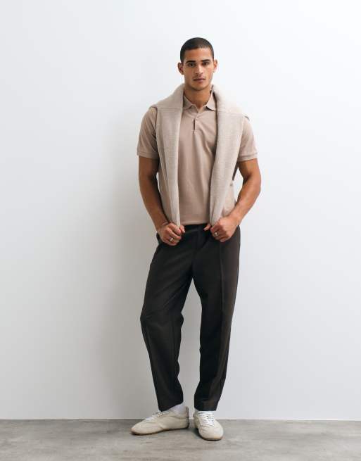 ASOS DESIGN Essentials regular fit polo in beige pique, 3 of 5