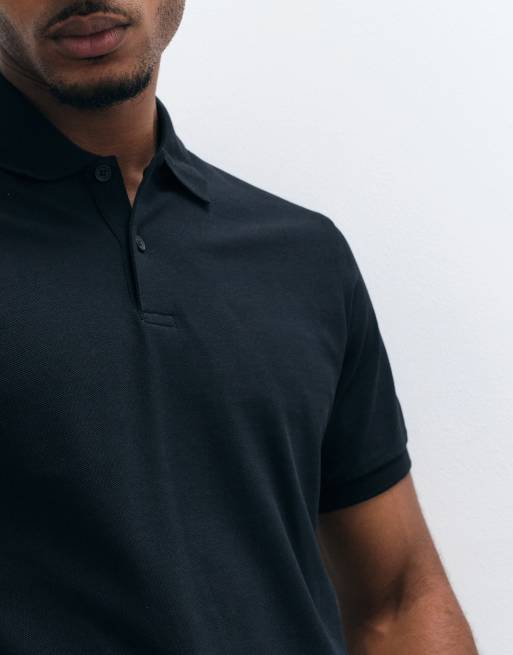 ASOS DESIGN Essentials regular fit polo in black pique , 4 of 5