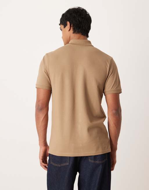 ASOS DESIGN Essentials regular fit polo in brown pique, 3 of 5