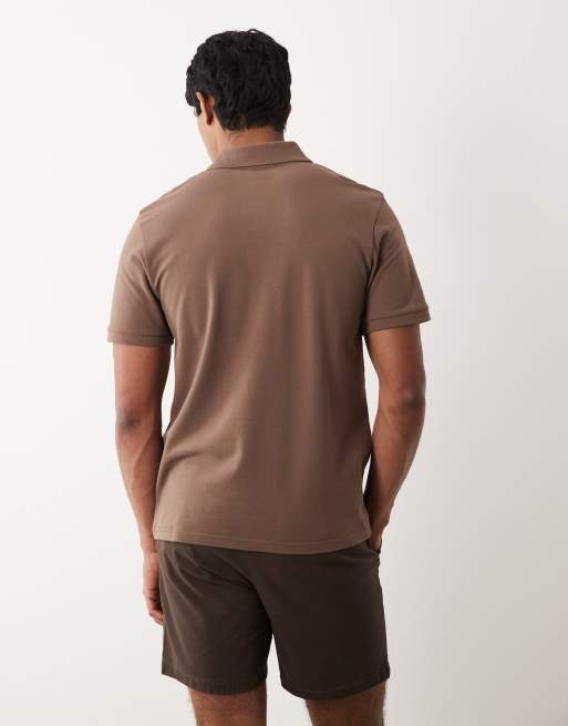 ASOS DESIGN Essentials regular fit polo in brown pique, 5 of 5