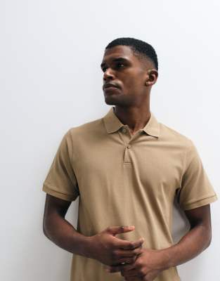 Asos Design Essentials Regular Fit Polo In Brown