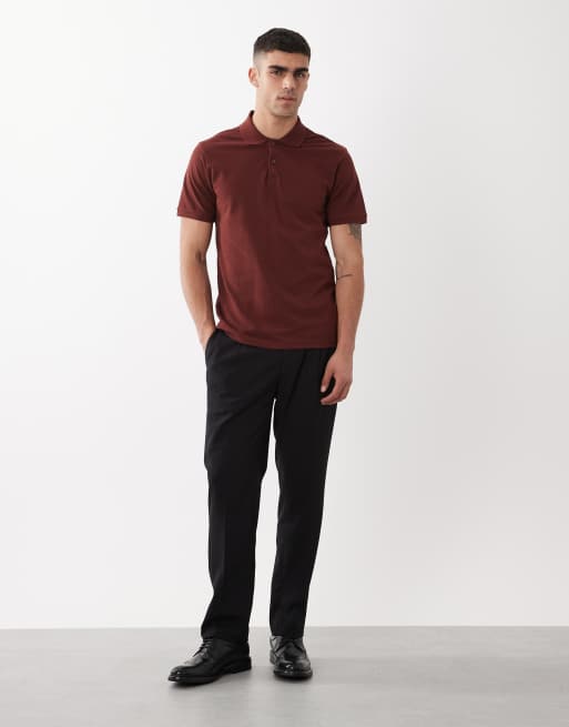 ASOS DESIGN Essentials regular fit polo in brown pique, 2 of 5