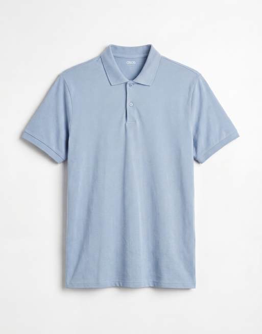 ASOS DESIGN Essentials regular fit polo in light blue pique, 6 of 9