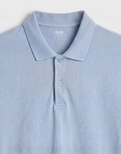 ASOS DESIGN Essentials regular fit polo in light blue pique, 8 of 9