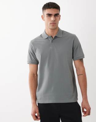 Asos Design Essentials Regular Fit Polo In Gray
