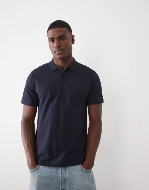 ASOS DESIGN Essentials regular fit polo in navy pique - view 1