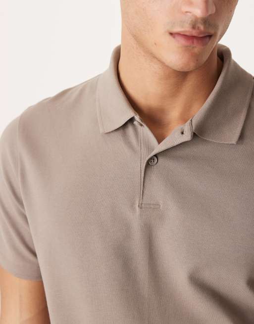 ASOS DESIGN Essentials regular fit polo in stone pique, 5 of 5