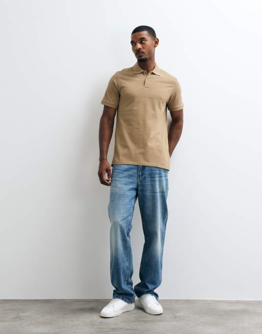 ASOS DESIGN Essentials regular fit polo shirt in brown pique, 3 of 5