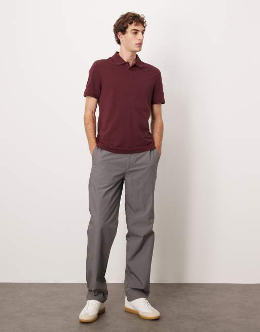 ASOS DESIGN Essentials regular fit polo shirt in burgundy pique, 2 of 5