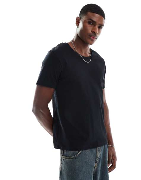 ASOS DESIGN Essentials regular fit scoop neck T-shirt in black - view 1